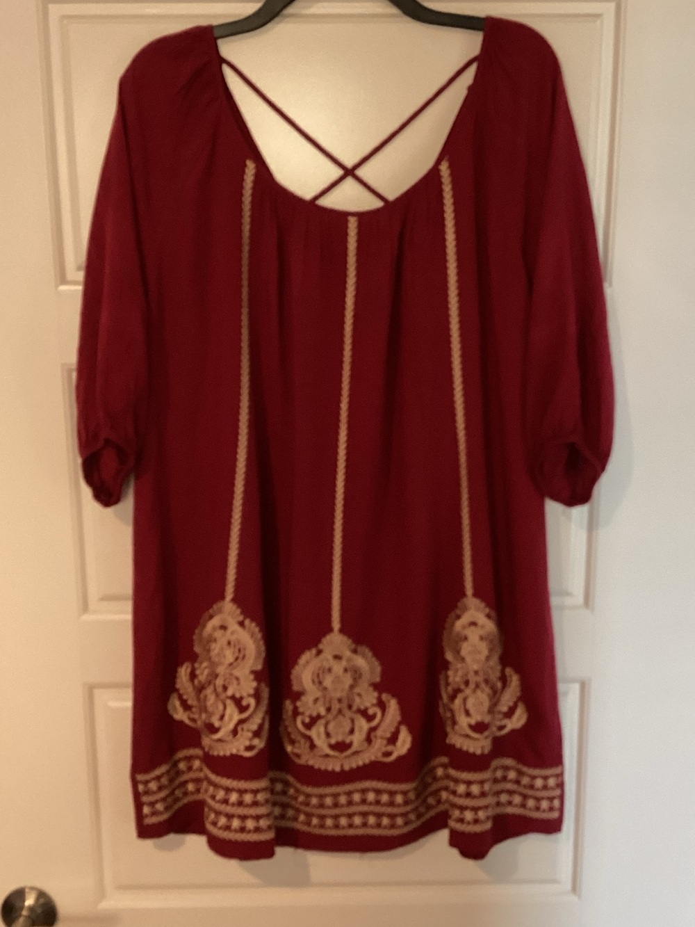 Ya Los Angeles Wine Tunic with Cream Embroidery